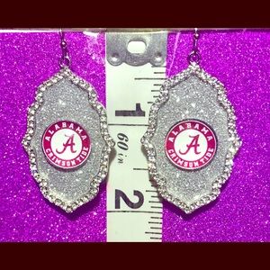 Alabama Tide Silver Rhinestones Glitter Earrings